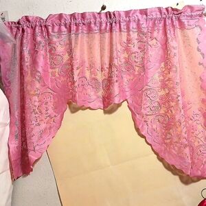 Lace sheer floral swag valance